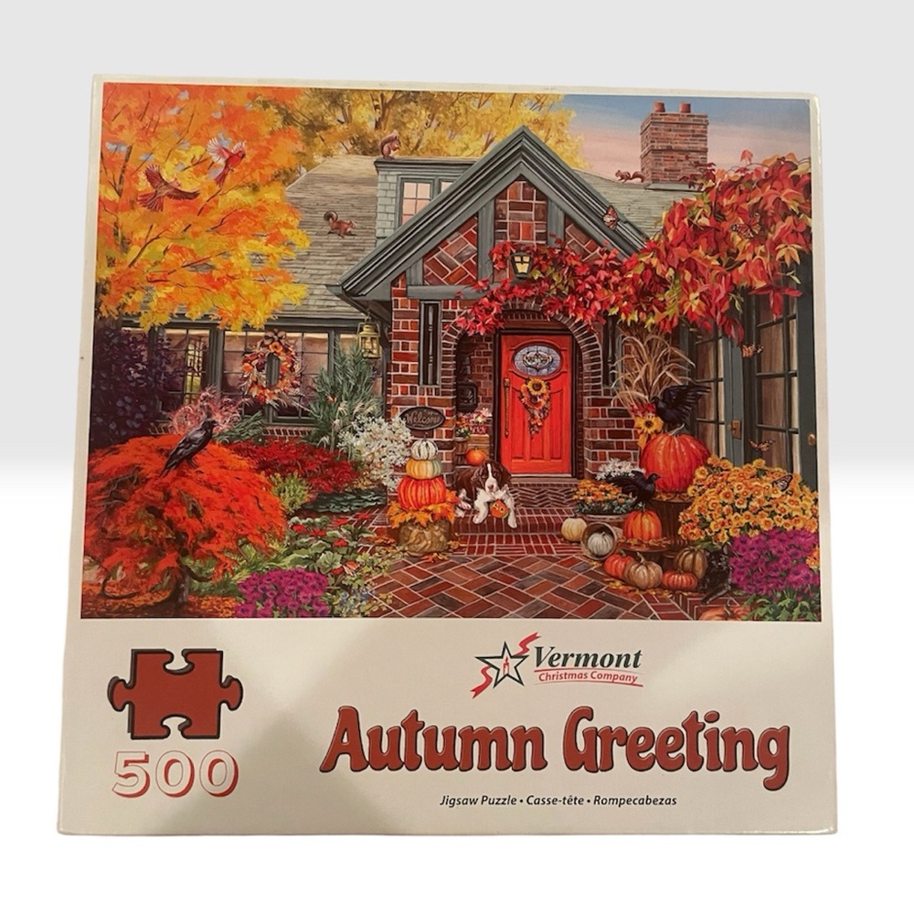 Autumn Greeting by Vermont Christmas Company/ 500-Piece Jigsaw Puzzle - Orange